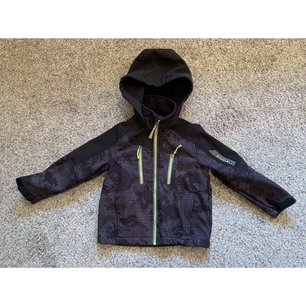 Snozu Jacket Boys Size 5/6 Black Full‎ Zip Hood Winter Coat